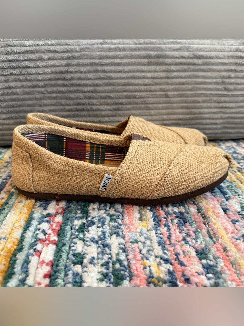 Toms Women's Natural Woven Espadrille Tan Canvas Slip-On